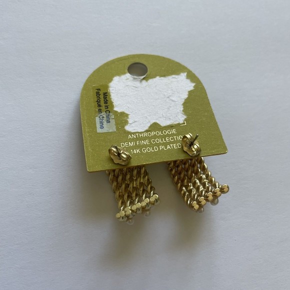 Anthropologie Demi Fine Pearly Rope Earrings 14K Gold Plated - Picture 5 of 5